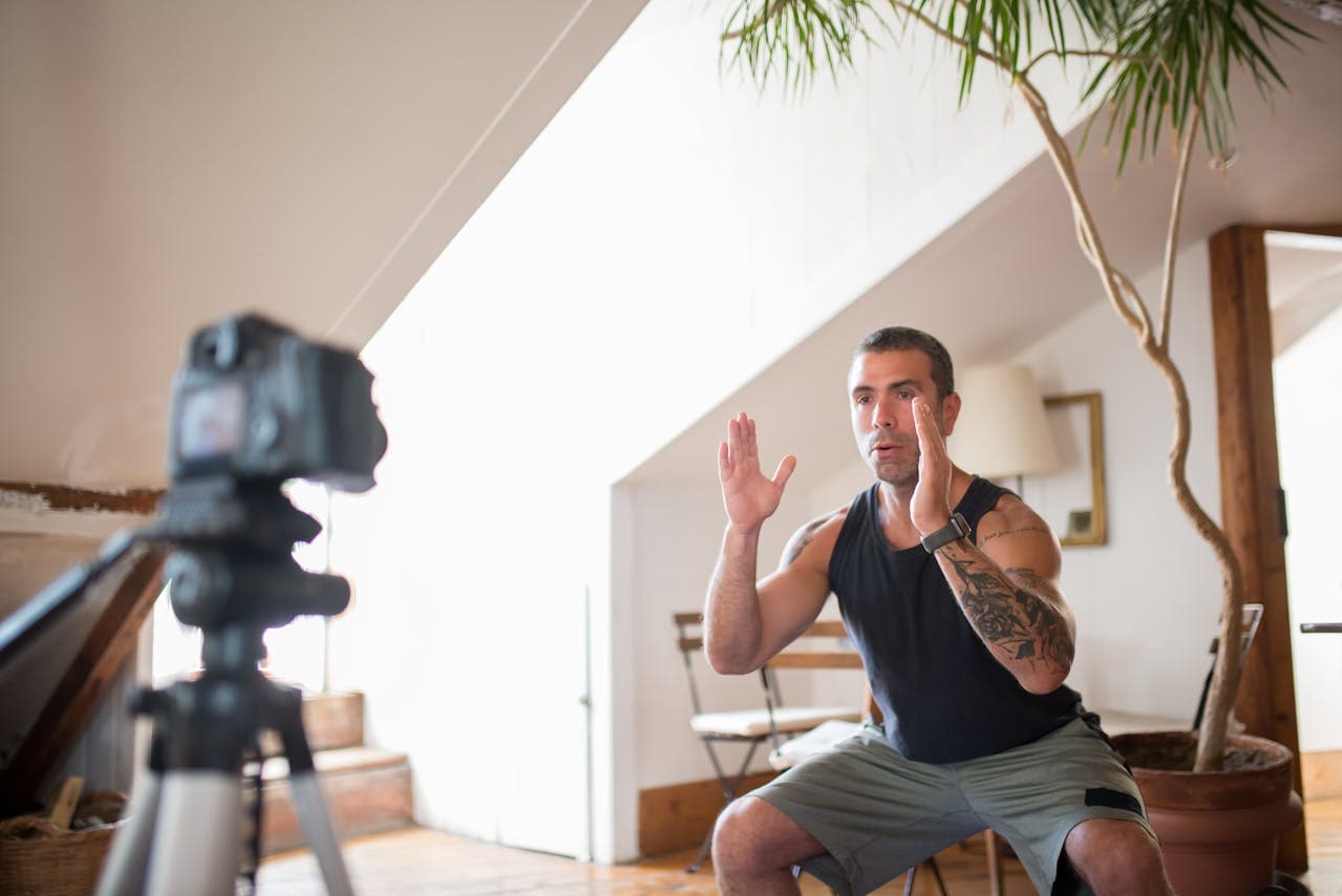 content creator recording his content.